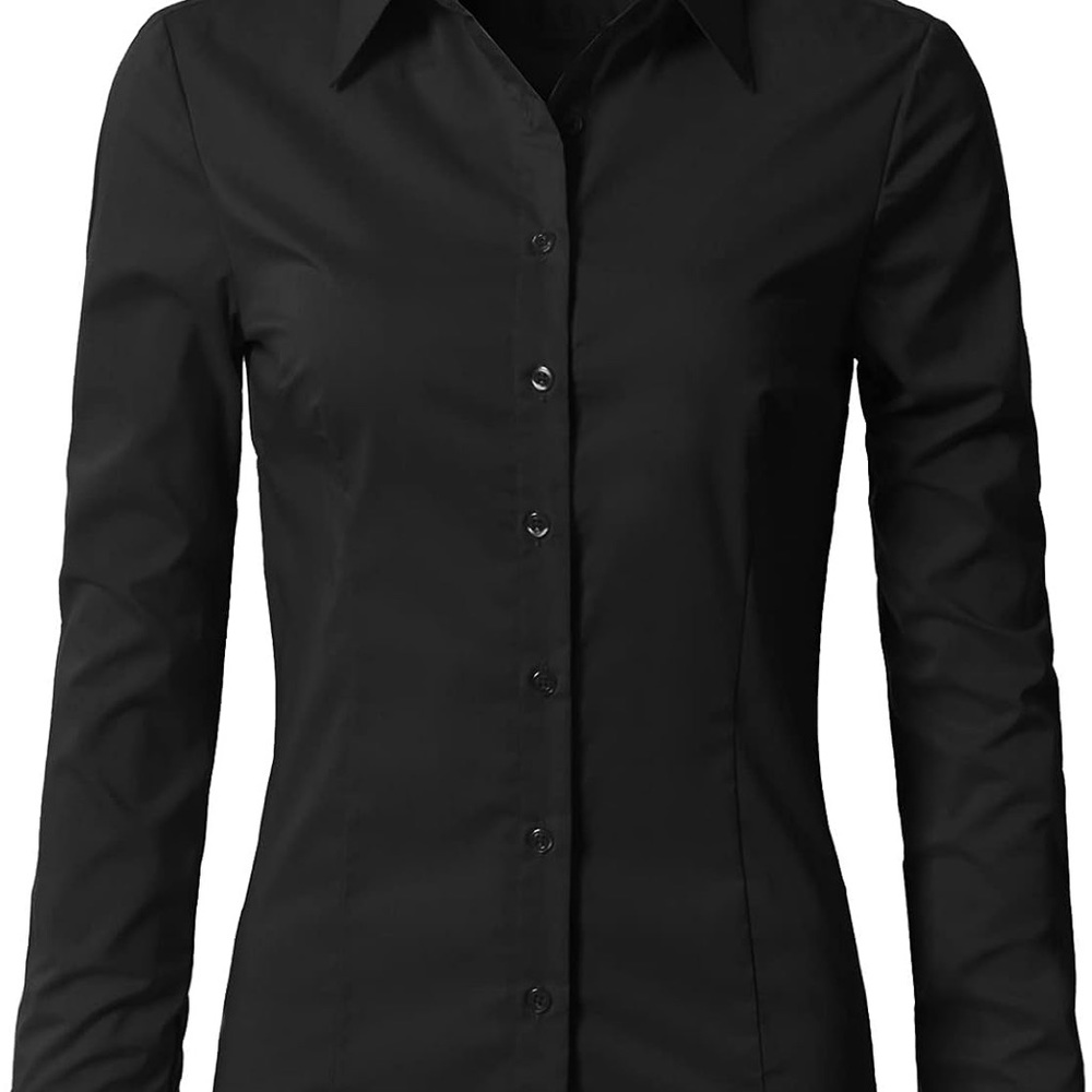 DOUBLJU Classic Dress Shirts Long Sleeve Size large {34}